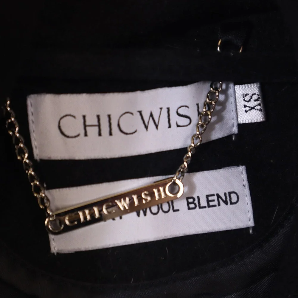 Chicwish Black Wool Blend Shawl Collar Belted Wrap Coat XS - Picture 6 of 11